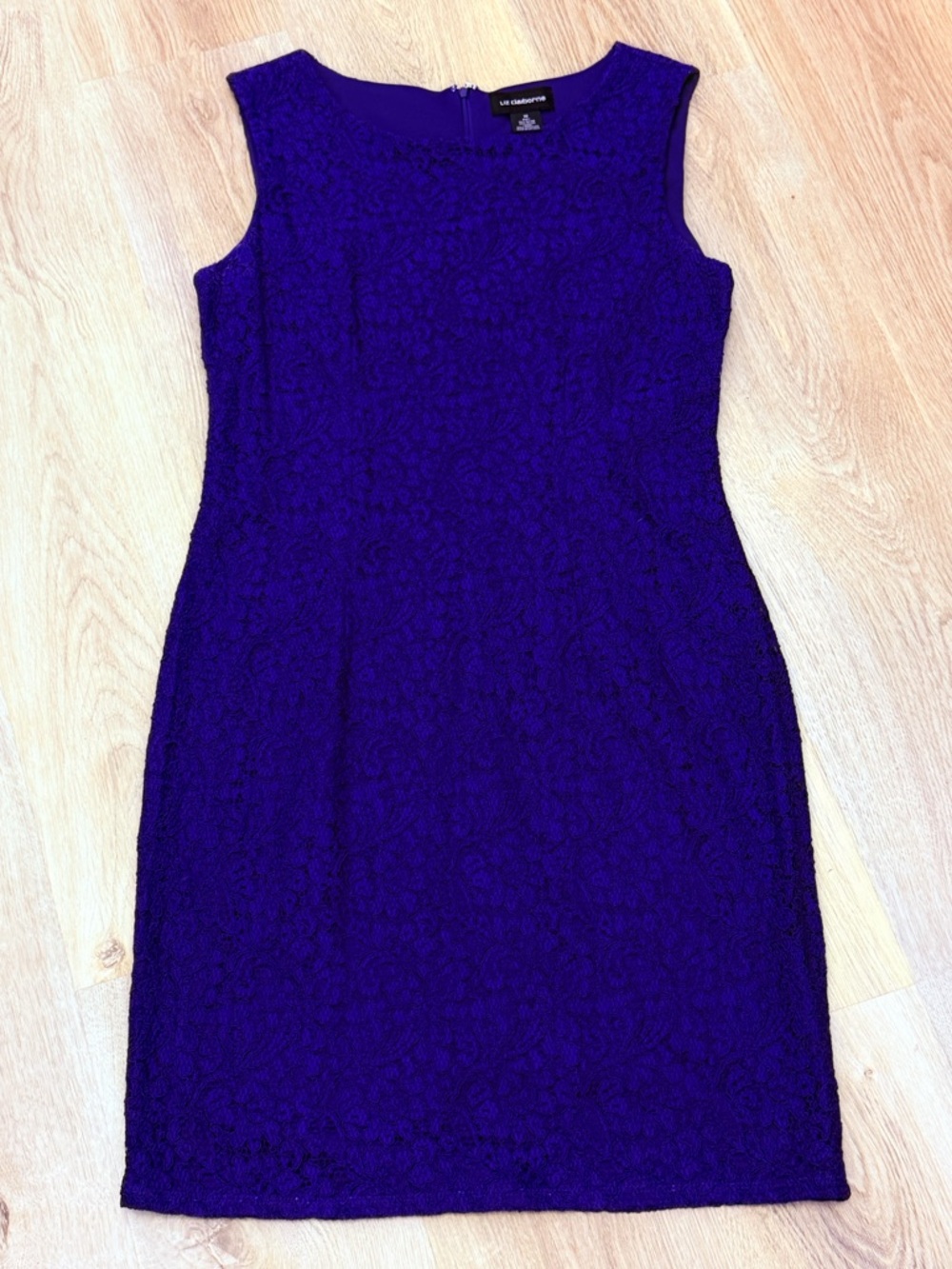 Liz Claiborne Sleeveless Purple Lace Shift Dress